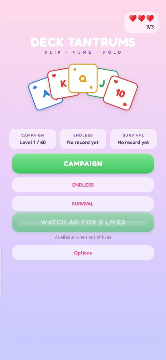 The three game modes