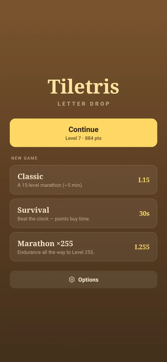 Choosing a game mode